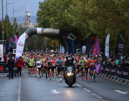 Picture of runners starting Newport Marathon